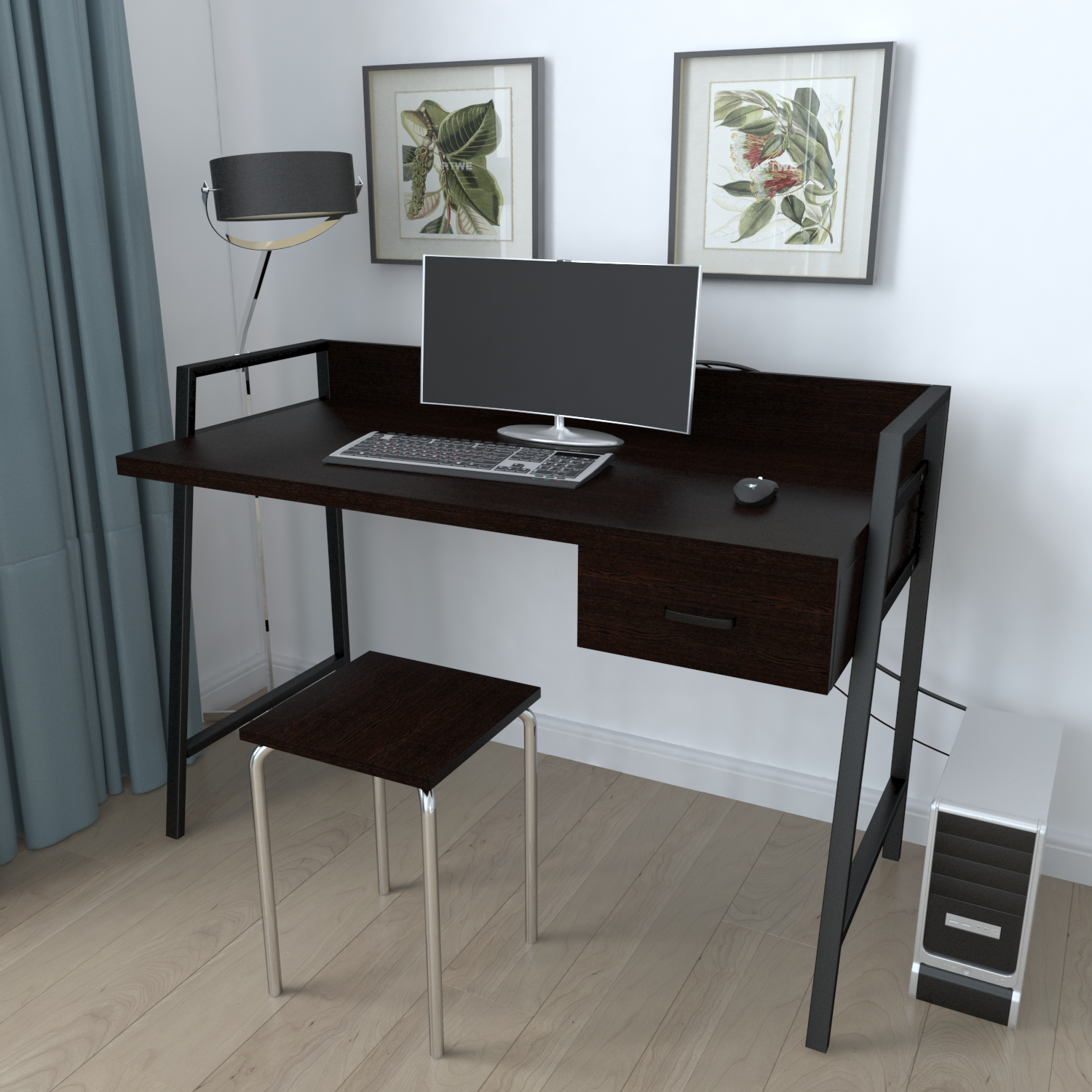 

Письменный стол Ferrum-decor Комфорт 750x1200x600 Черный металл ДСП Венге Магия 32 мм