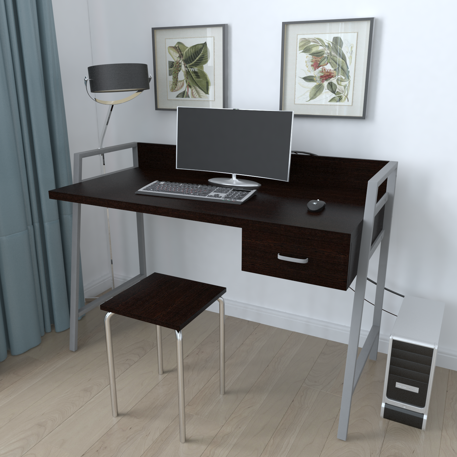 

Письменный стол Ferrum-decor Комфорт 750x1200x600 Серый металл ДСП Венге Магия 32 мм