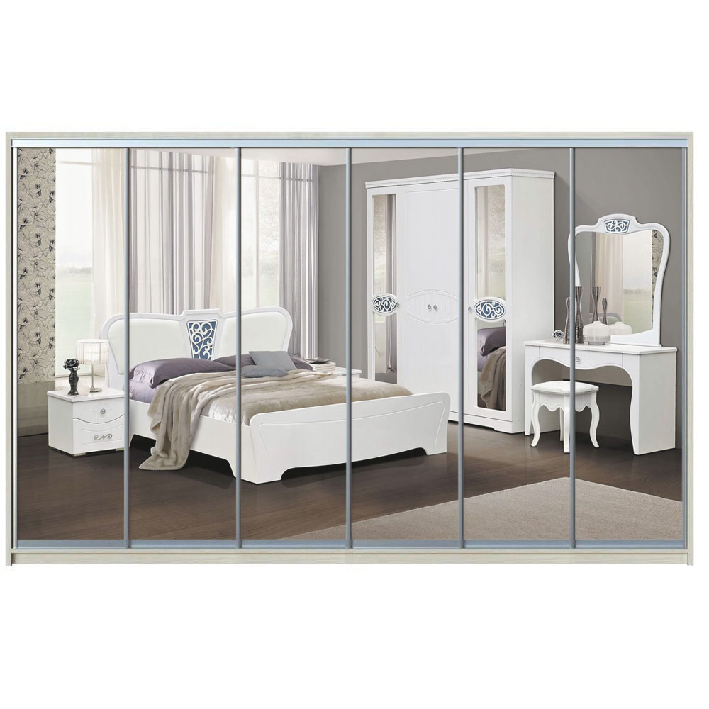 

Шкаф-купе Zevs Шестидверный Зеркало 420х60х240 дуб молочный