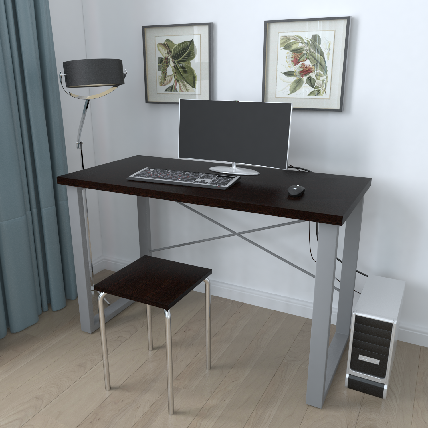 

Письменный стол Ferrum-decor Драйв 750x1400x700 Серый металл ДСП Венге Магия 32 мм