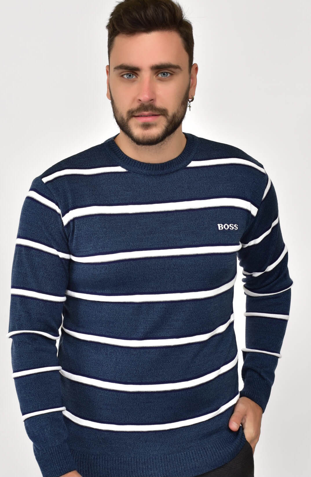 

Fashions • Свитер мужской в полоску Boss Fashions XXL темно-синий (5542-лд)