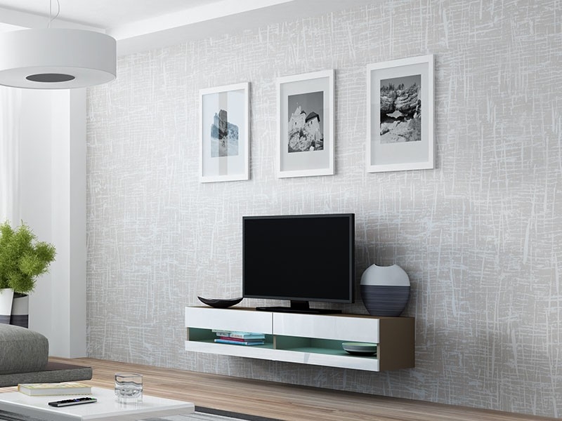 

Тумба под ТВ Vigo New 140 Cama Латте матовый + Белый глянец