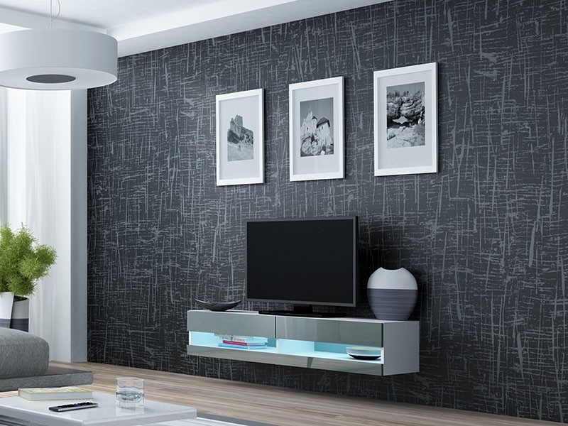 

Тумба под ТВ Vigo New 180 Cama Белый матовый + Серый глянец