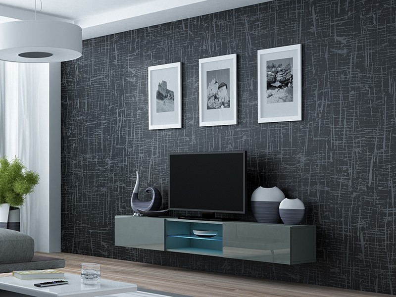 

Тумба под ТВ Vigo Glass Cama Серый матовый + Серый глянец