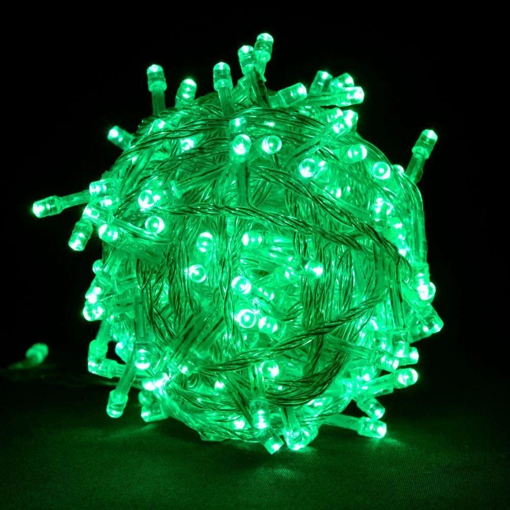 

Гирлянда цепь светодиодная классическая 23 м 500 LED прозрачный шнур круглые лампочки зеленая