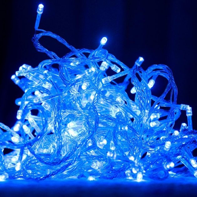 

Гирлянда цепь светодиодная классическая 18 м 400 LED прозрачный шнур круглые лампочки синяя