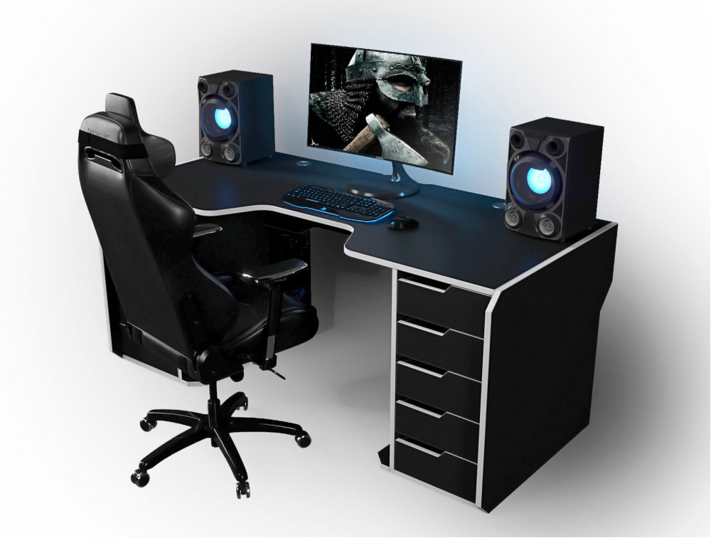 

Геймерский эргономичный стол ZEUS Viking-1М Черный + Белый