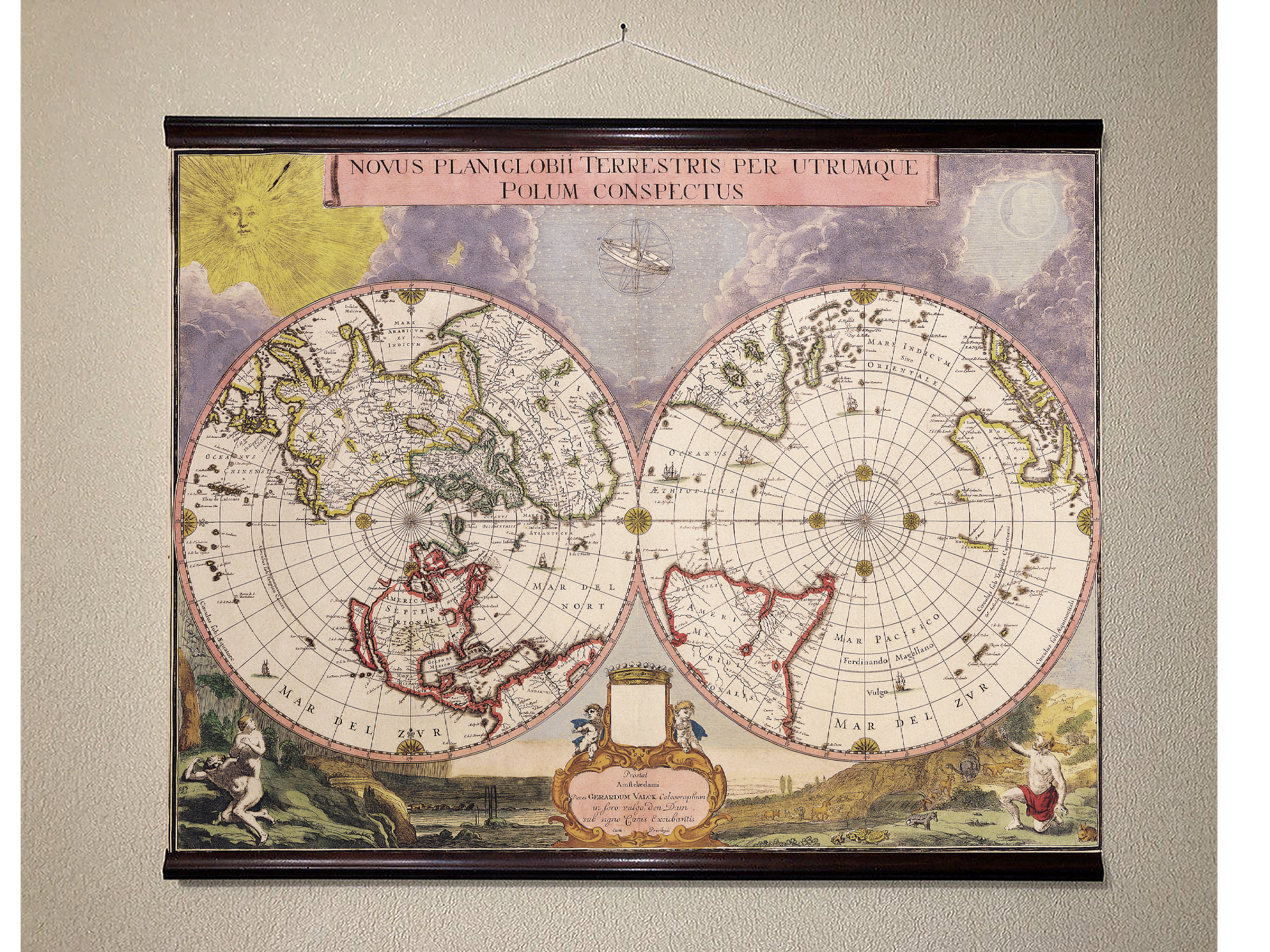 

Винтажная карта полушарий античного мира 88x110см Artel(Old Map_0813_04)