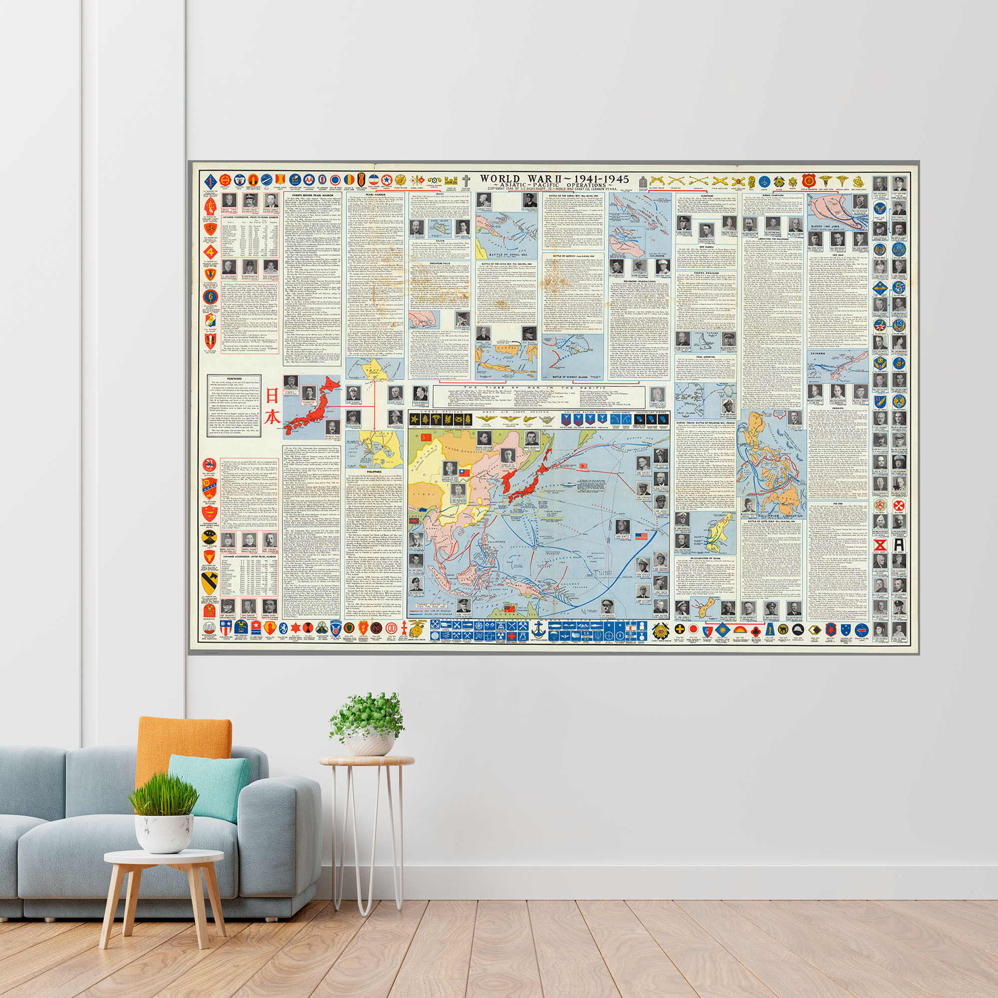 

Плакат Азиатско Океанских операций вторая мировая война 1941-45 60x90см Artel