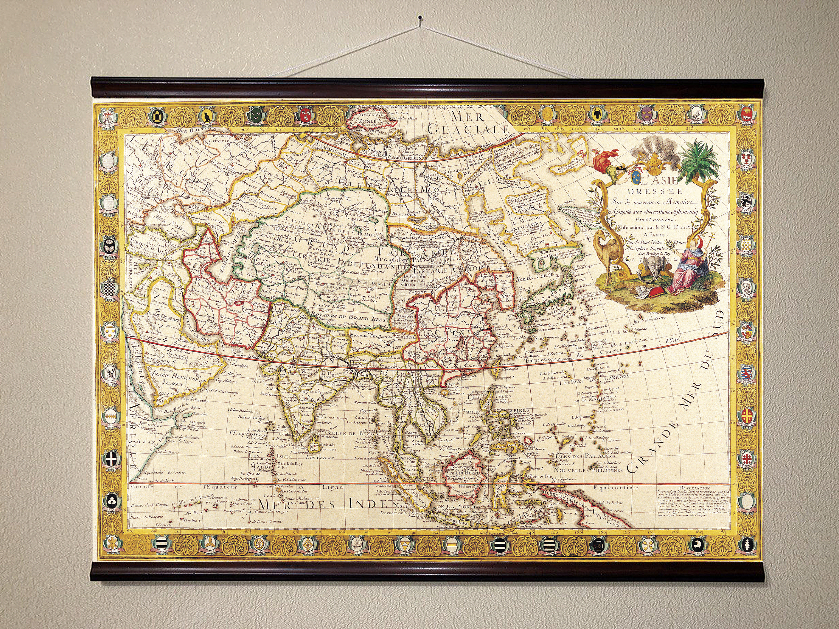 

Винтажная карта Азии 1732 90x135см Artel(Old Map_33_03)