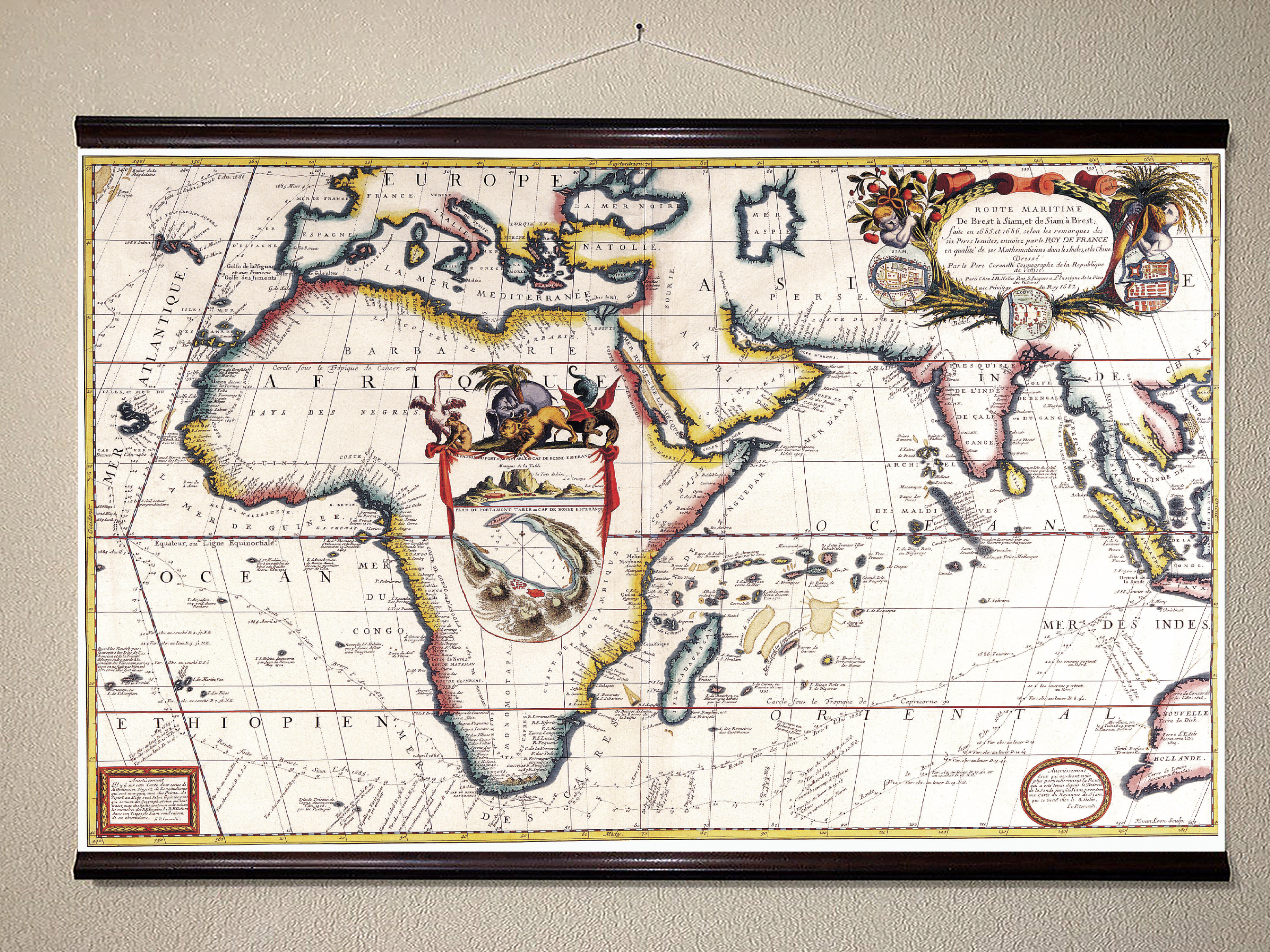 

Винтажная карта океанов 1687 104x180см Artel(Old Map_0909_09)