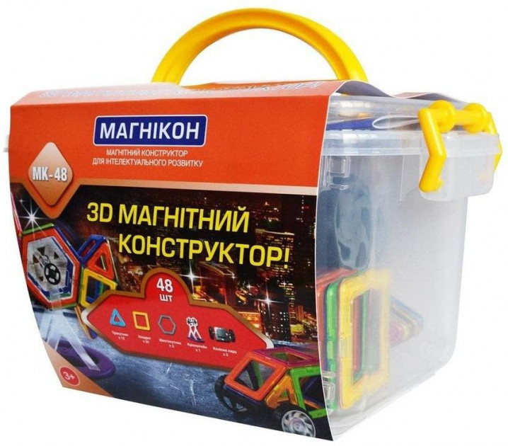 

3D магнитный конструктор МАГНІКОН, 48 дет. Plastic box