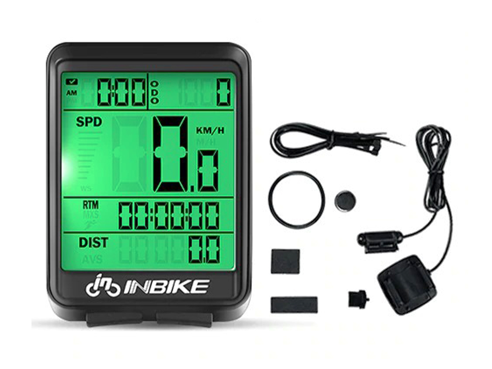 

Велосипедный компьютер Inbike Водонепроницаемый c ЖК экраном Проводной Зеленая подсветка Черный (1006-852-00)