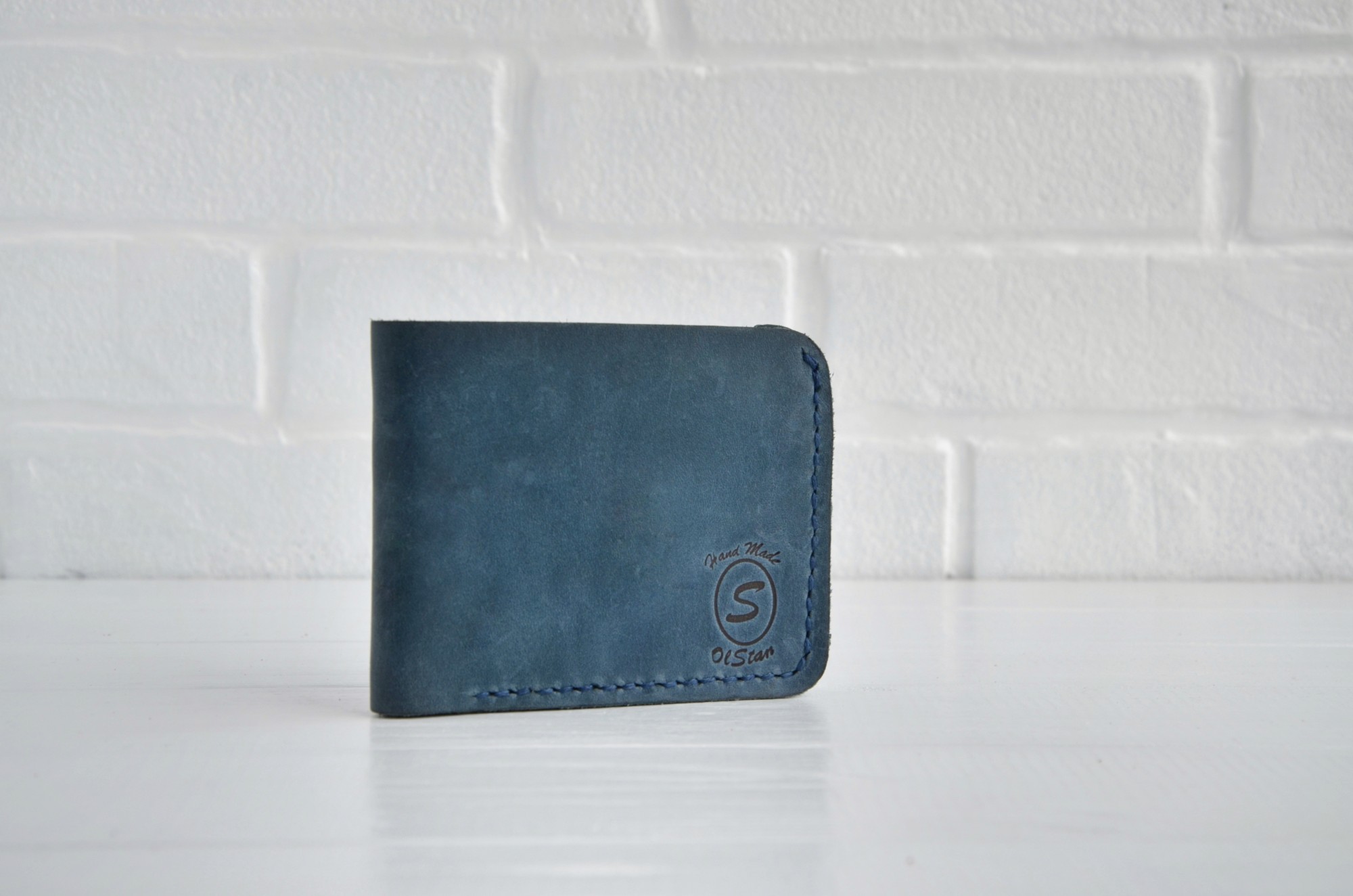 

Кошелек из натуральной кожи OlStan Bifold 2.0 blue синий