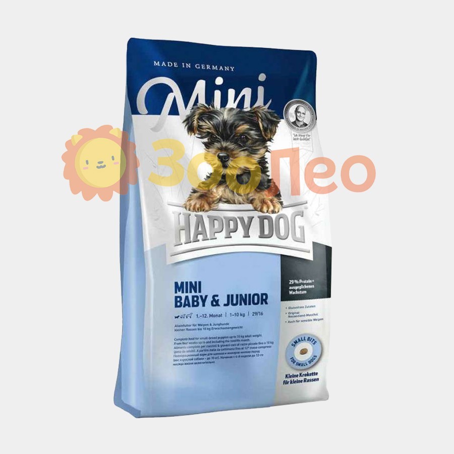 

Happy Dog Mini Baby & Junior - Сухой корм с птицей и лососем для щенков собак мелких пород 8 кг