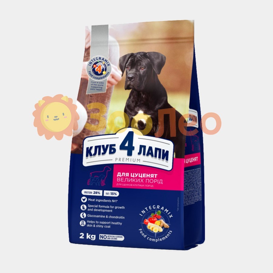 

Сухой корм Club 4 Paws для щенков крупных пород со вкусом курицы 2 кг