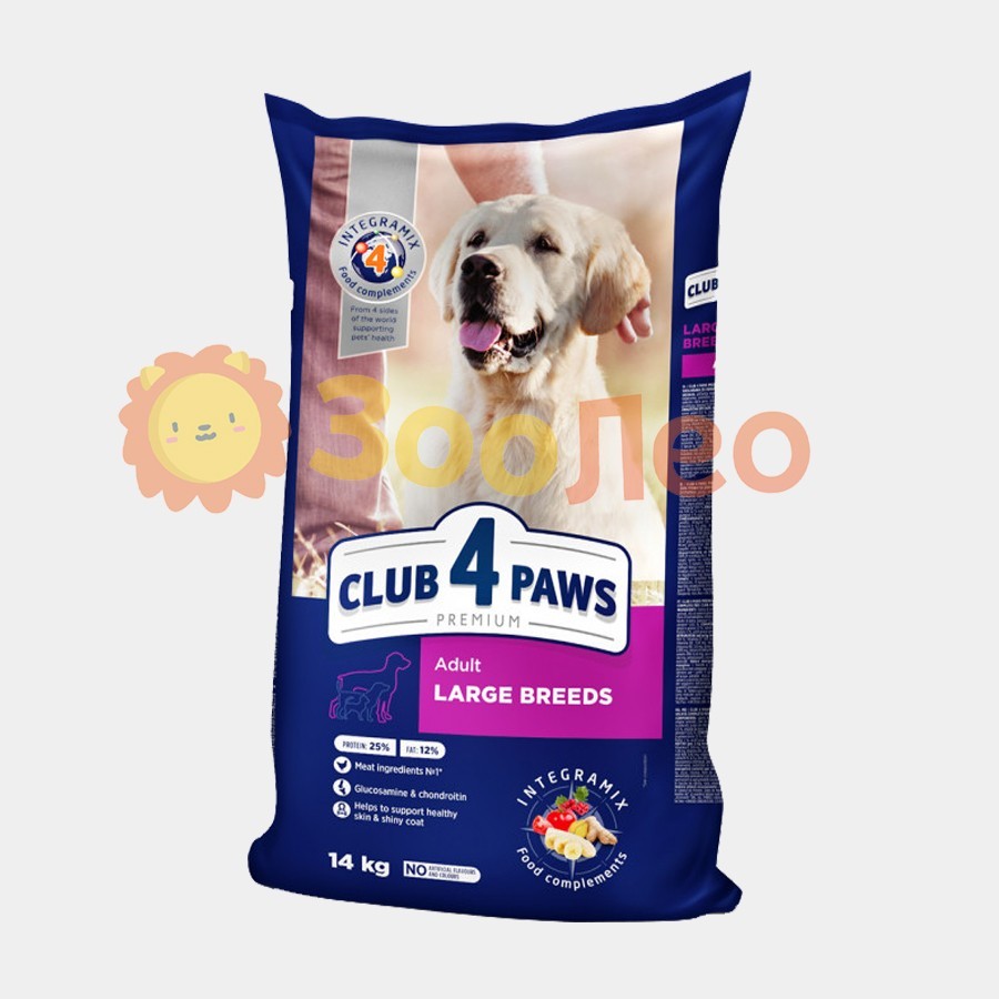 

Сухий корм для дорослих собак Club 4 Paws для великих порід 14 кг