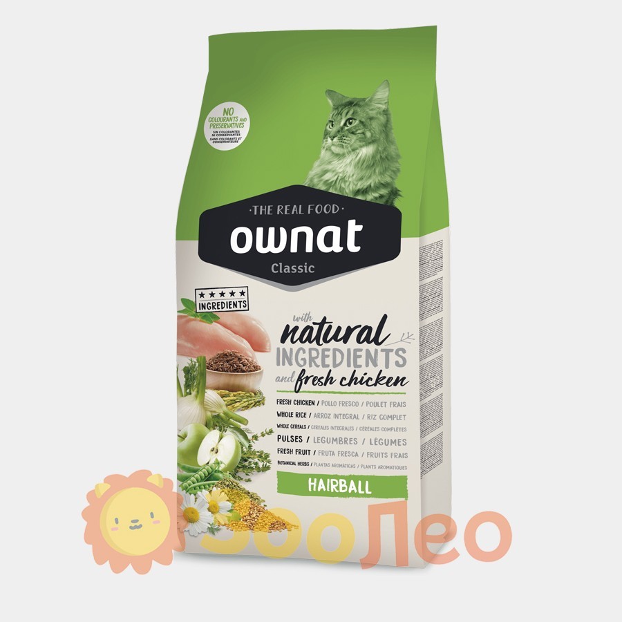 

Ownat Classic Hairball (Cat) — корм для кошек для выведения шерсти 1.5 кг