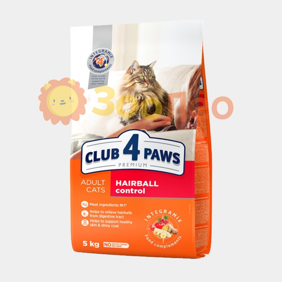 

Сухой корм Club 4 Paws для взрослых кошек с эффектом выведения шерсти 5 кг