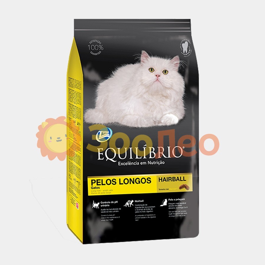 

Сухой корм Equilibrio Cat Adult Long Hair для взрослых длинношерстных котов с курицей и рыбой 7.5 кг