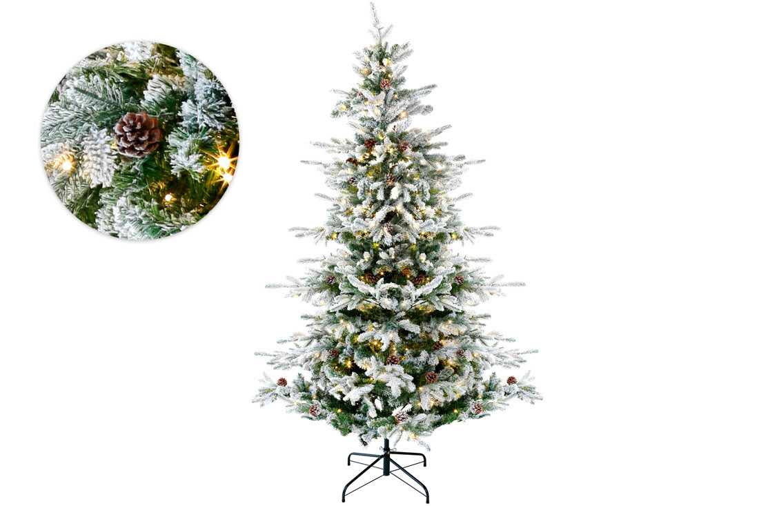 

Ёлка искусственная BonaDi "Престиж" с шишками 213см 1581 ветка 400 LED свет - тёплый белый 840-243