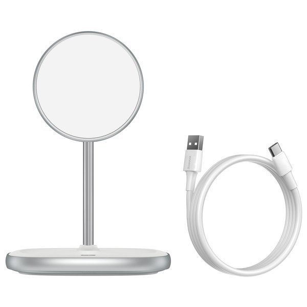 

Бездротовий зарядний пристрій Baseus Swan Magnetic Desktop Bracket Wireless Charger(suit for IP12) White WXSW-02