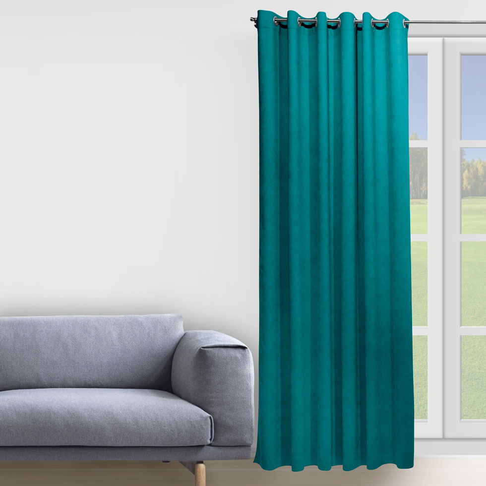 

Штора Decorator 200х258 темно-бирюзовый микровелюр на люверсах D065