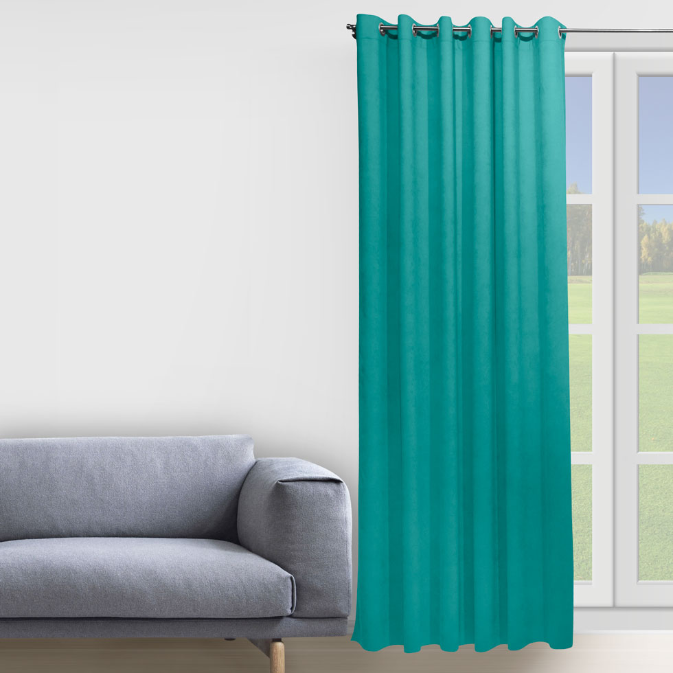 

Штора Decorator 200х258 бирюзовый микровелюр на люверсах D017