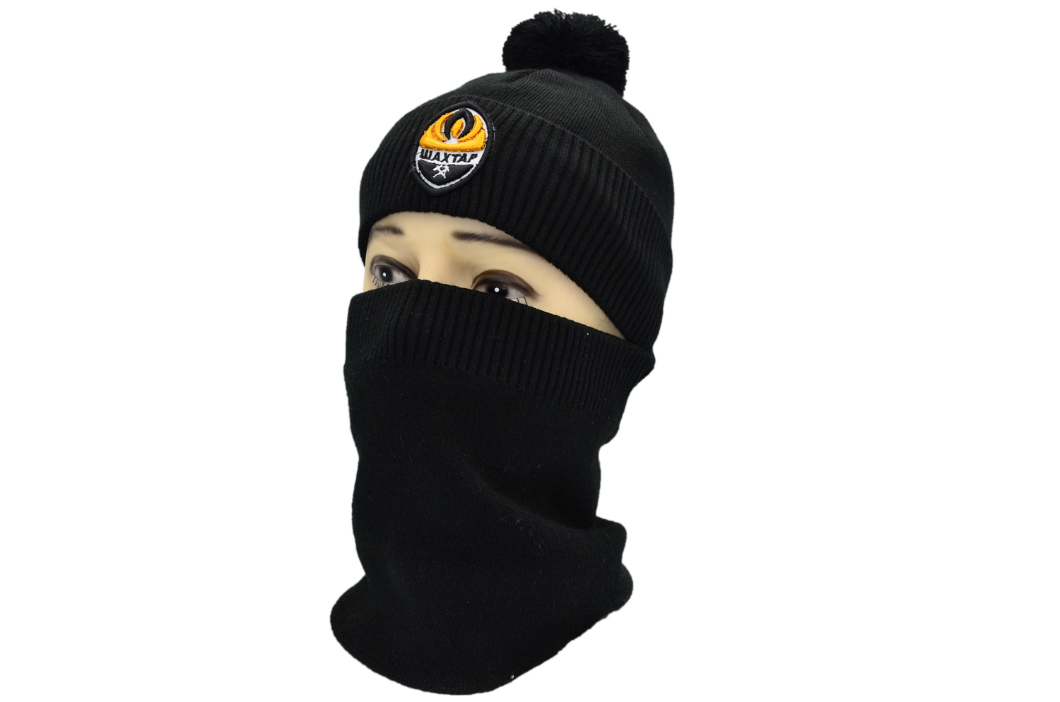 

Комплект Flexfit шапка з помпоном и снуд ФК Шахтёр 53-57 см чёрная (F-0918-585)