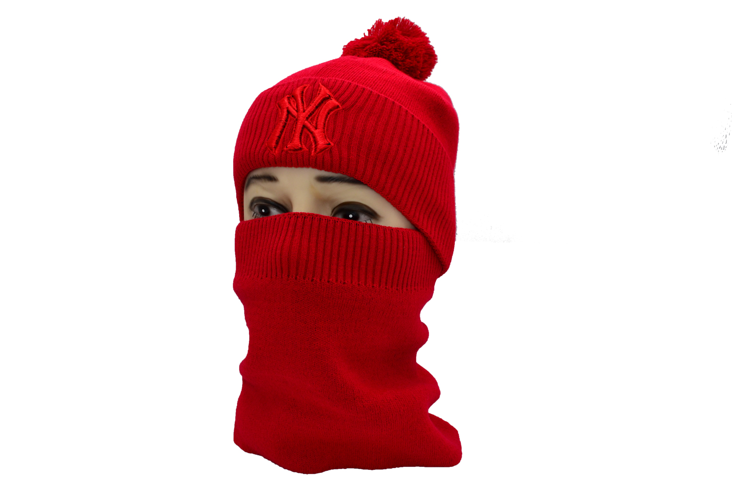 

Комплект Flexfit шапка з помпоном и снуд New York 53-57 см красная (F-0918-547)