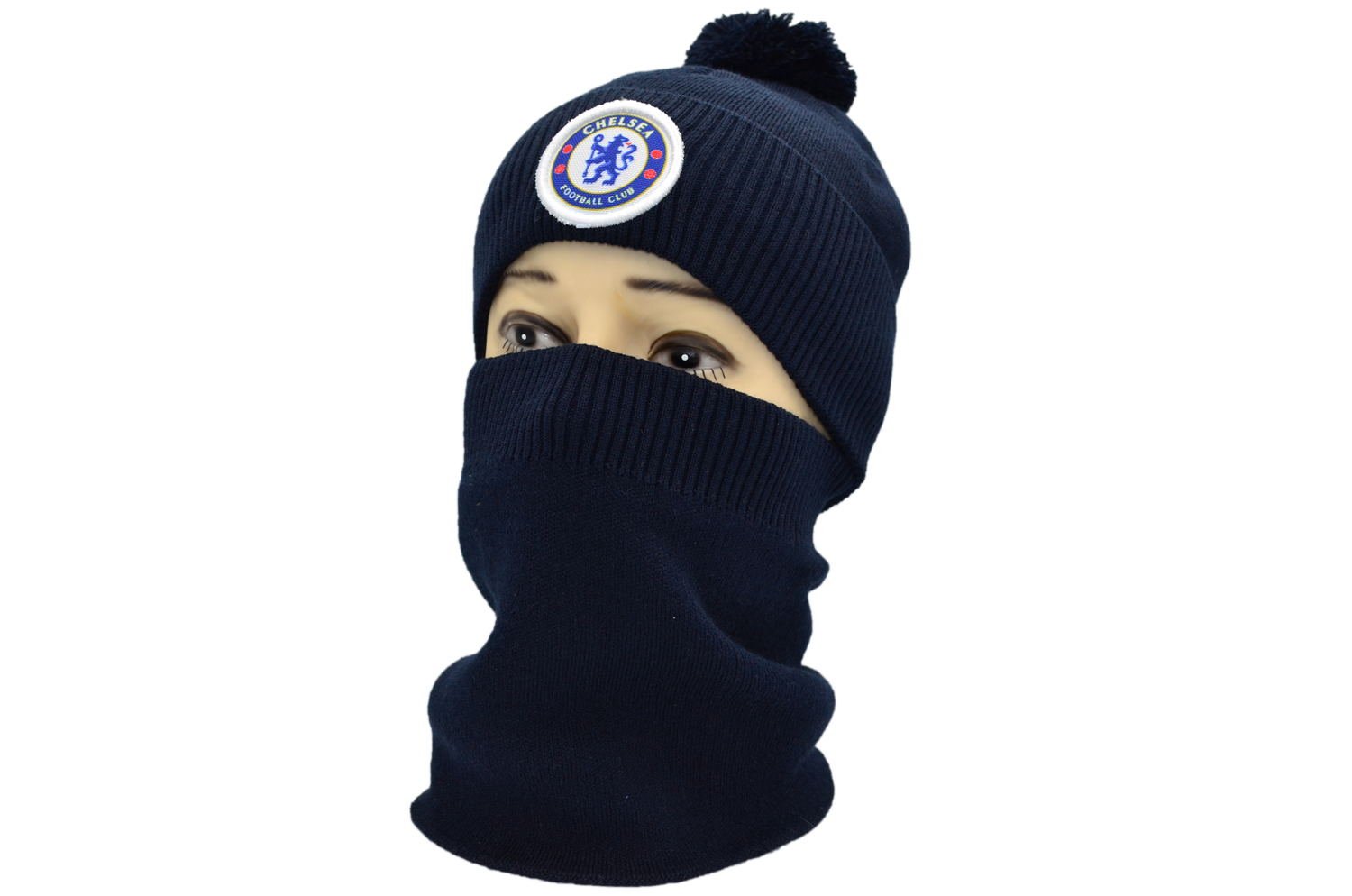

Комплект Flexfit шапка з помпоном и снуд FC Chelsea 53-57 см тёмно-синяя (F-0918-594)