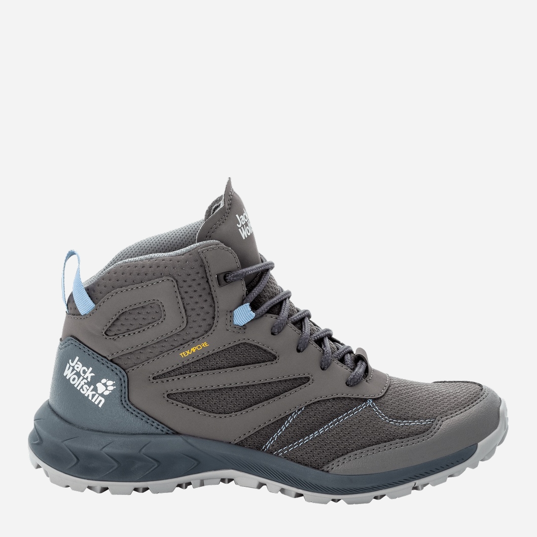 

Ботинки Jack Wolfskin Woodland Texapore Mid W 4039231-6338 39.5 (6) 24.6 см Серый/Светло-синий
