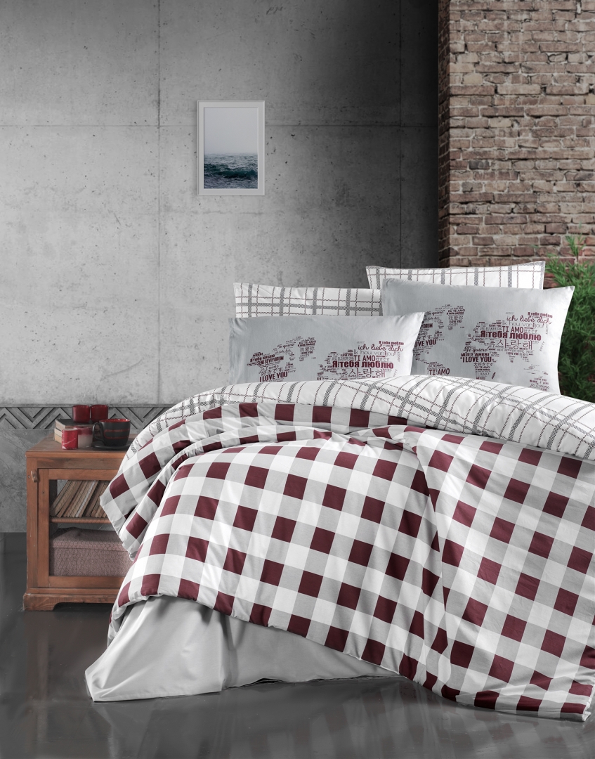

Постільна білизна First Choice Ranforce 200 х 220 см Edmond Dark Red