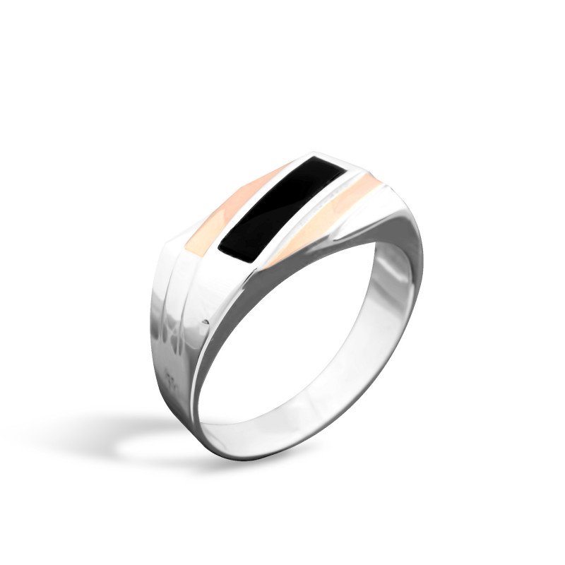 

Печатка серебряная с золотом и эмалью 229п, 20 размер