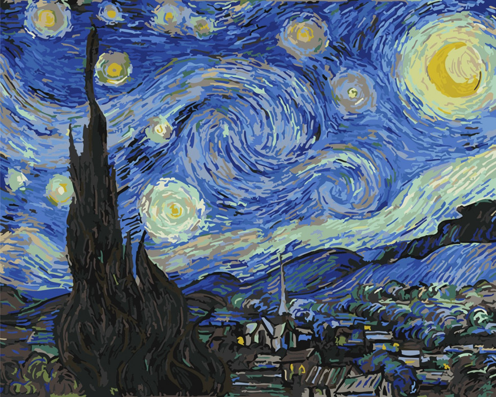 

Картина по номерам. Brushme Звездная ночь. Ван гог GX4756, 40х50 см