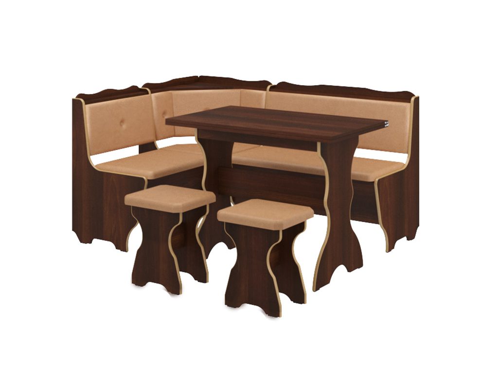 

Кухонный уголок Фараон с раскладным столом и табуретами Пехотин Орех + Рыжий