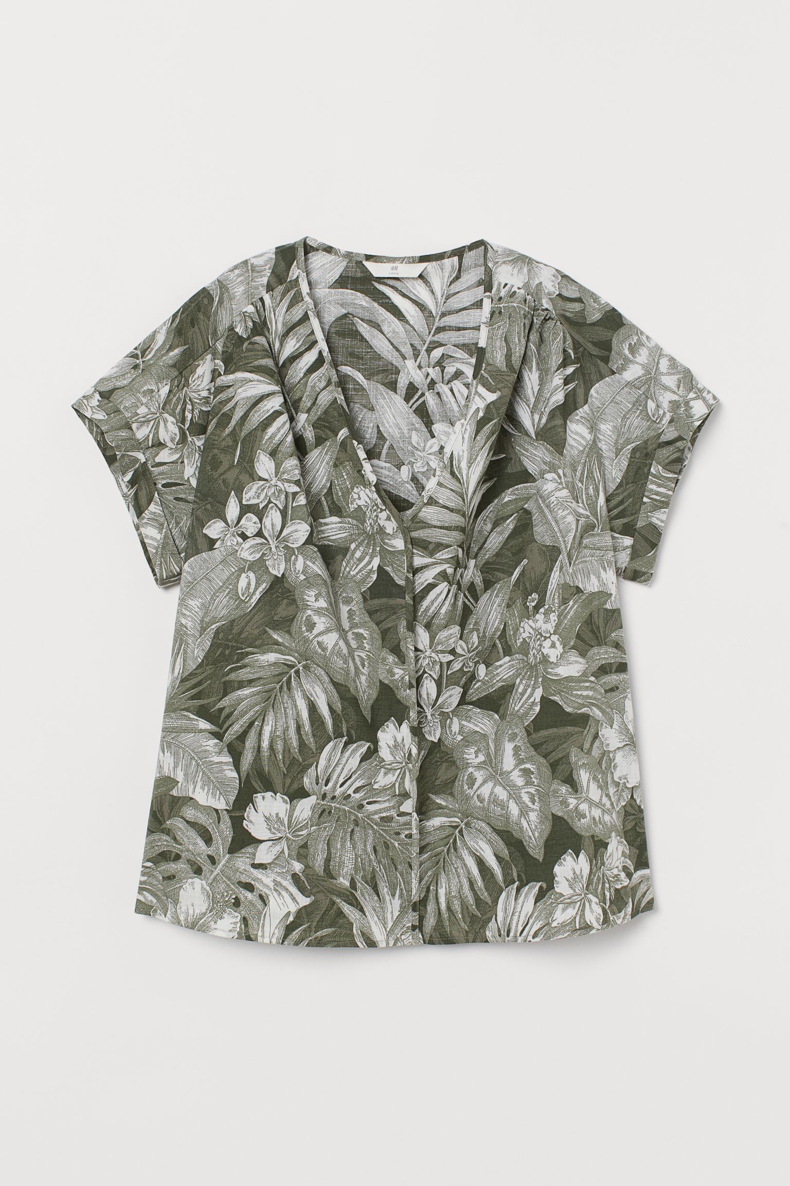 

Блуза с к/р H&M XS бело-зеленый рисунок 8716902sm_бело-зеленый рисунок