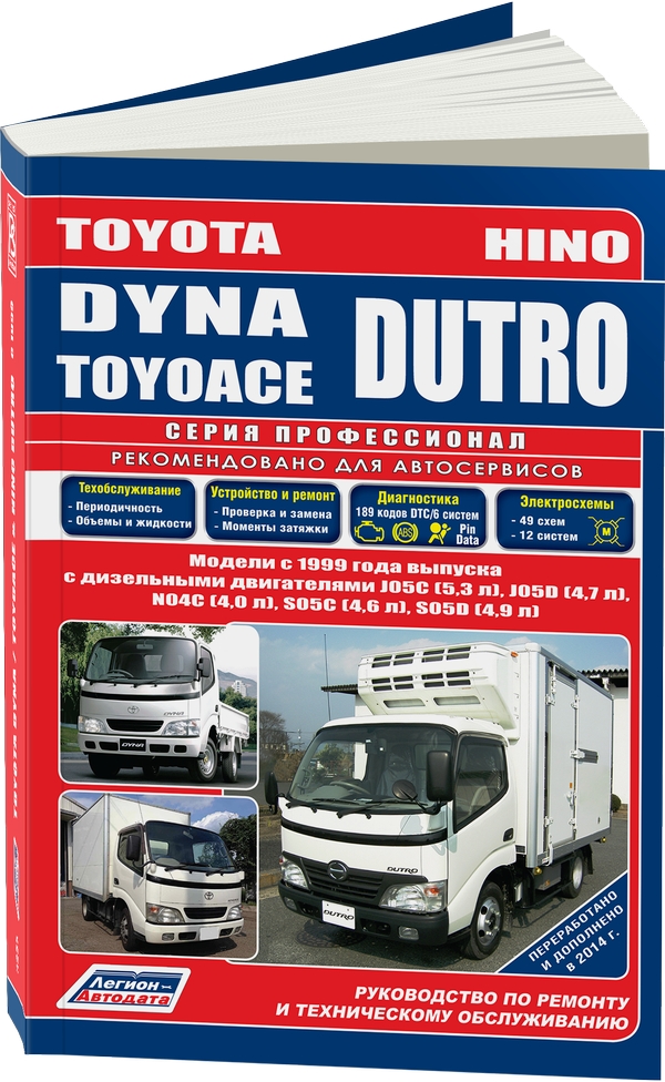 

Toyota Dyna / ToyoAce / Hino Dutro. Модели с 1999 года выпуска. Устройство, техническое обслуживание и ремонт (288130)