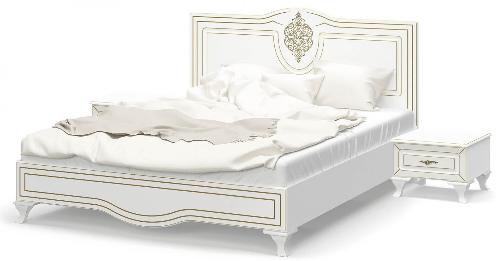 

Кровать Мебель-Сервис Милан 160 с прикроватными тумбочками + ортопедический вклад 160х200 белый