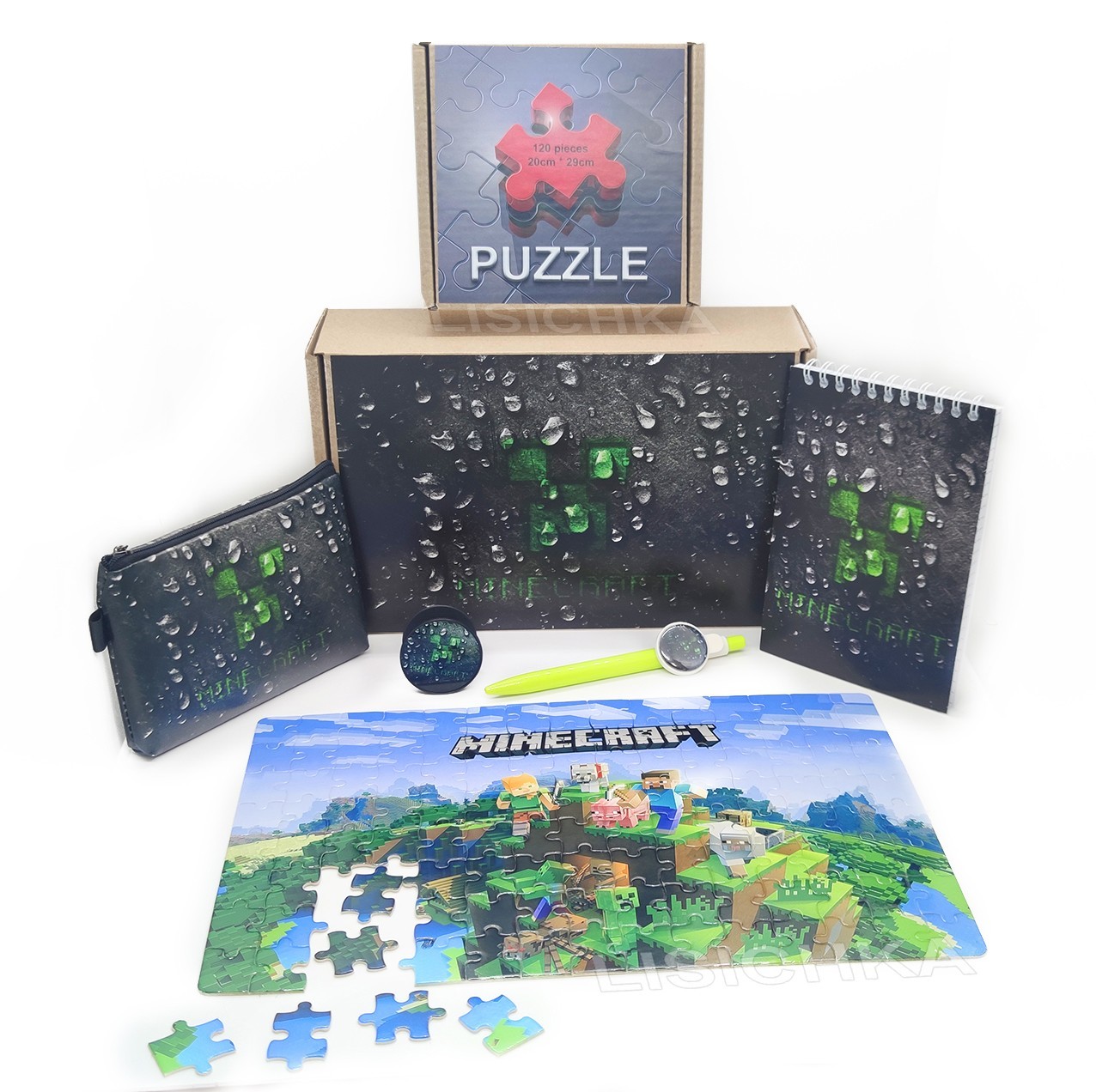 

Подарочный Бокс Foxstyle Майнкрафт с пазлом, отличный подарок всем фанатам игры Minecraft