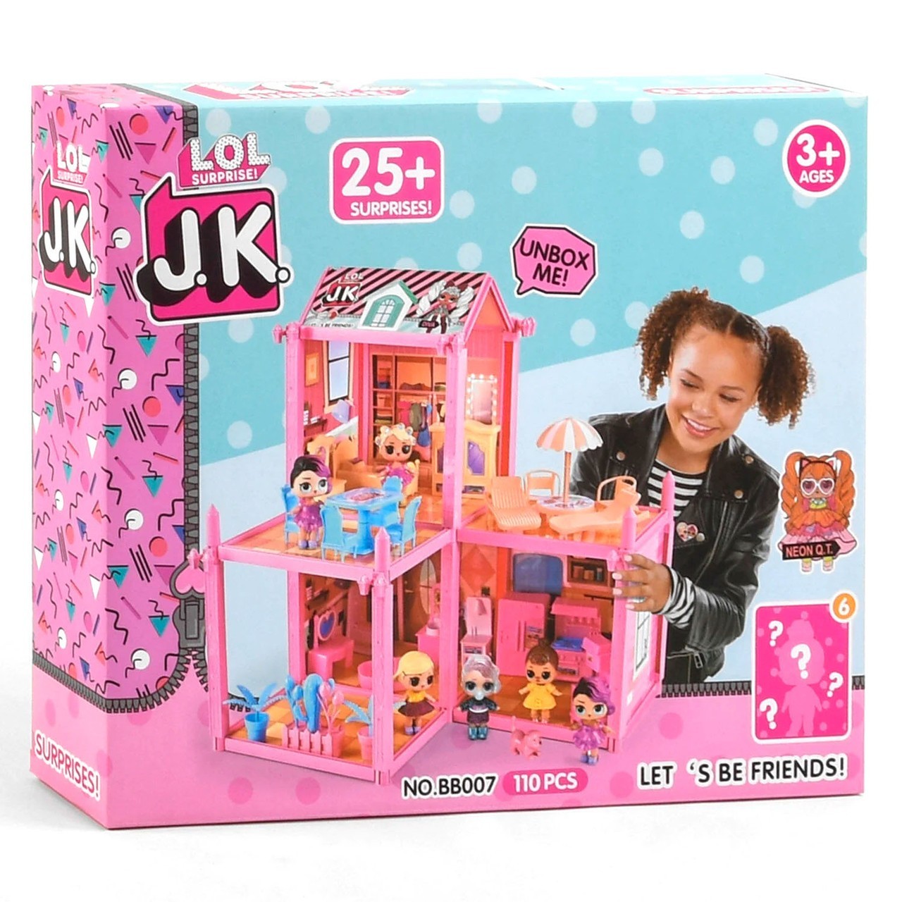 

Игрушечный Домик для кукол LOL 2 этажа, 110 деталей, 6 кукол, питомец, мебель, аксессуары