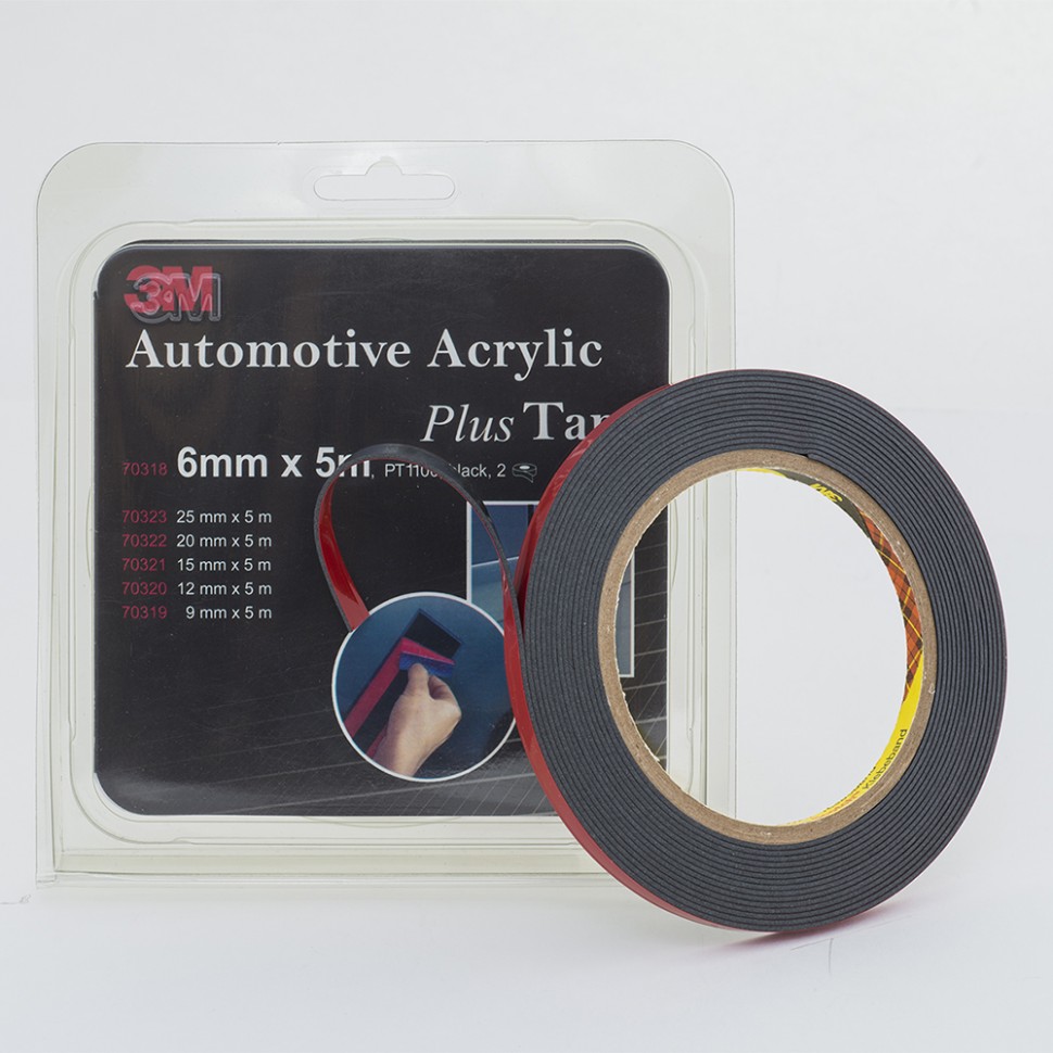 

Автомобильный двухсторонний скотч 3М Plus 6 мм x 5 м x 1.1 мм Черный (703181)