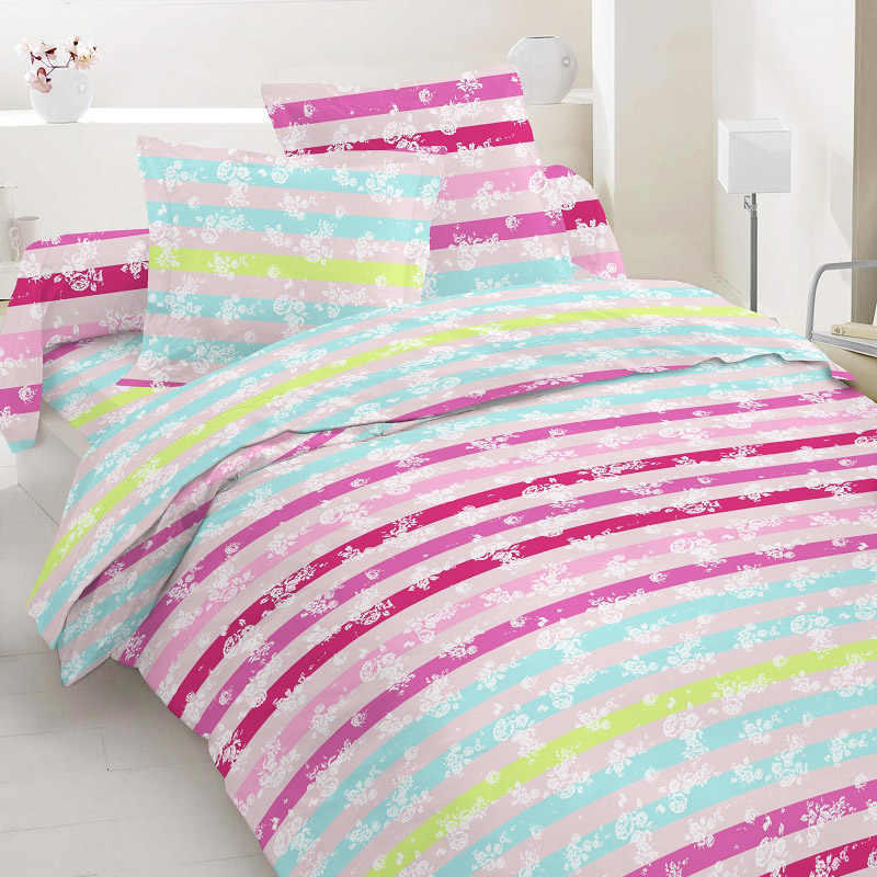 

Комплект постельного белья из бязи Time Textile Свити двуспальный Розовый, Голубой TT160766-d 70х70
