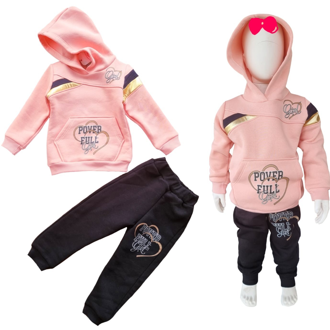 

Теплый костюм для девочки на флисе Bebisim-baby1162 р.110 см Розовый