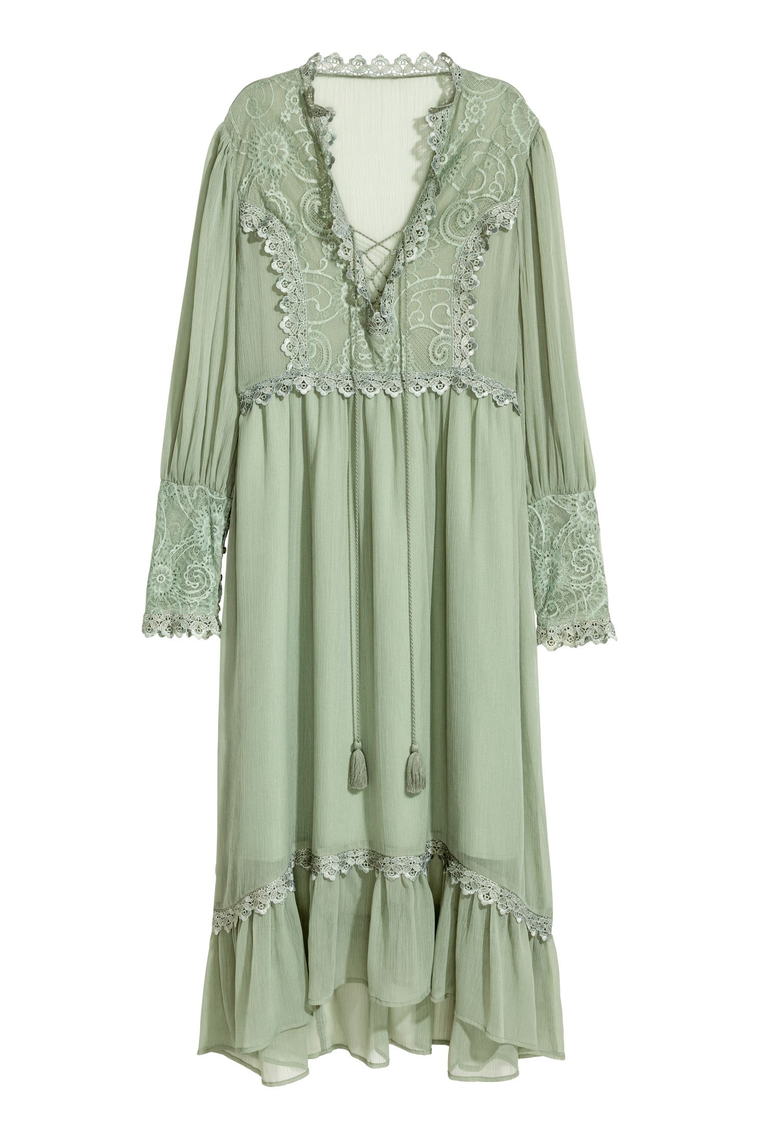 

Платье с кружевом H&M 38 зеленый приглушенный 5835486RP12_зеленый приглушенный