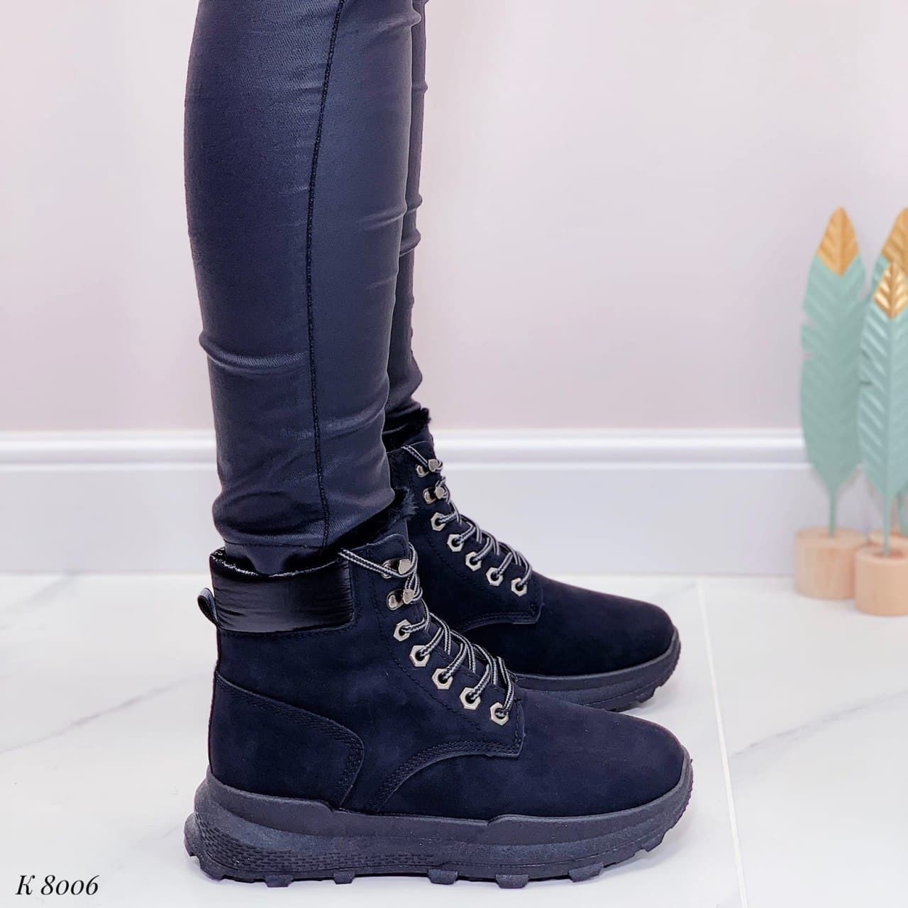 

Женские ботинки Эко нубук Зима (8006) 38 24 см Черные