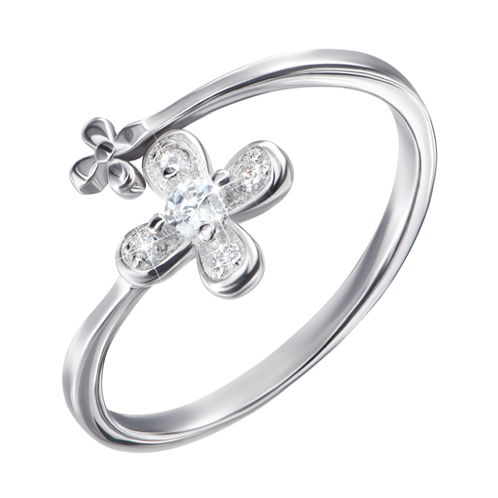 

Серебряное кольцо с цирконием 000124657 б/р размера