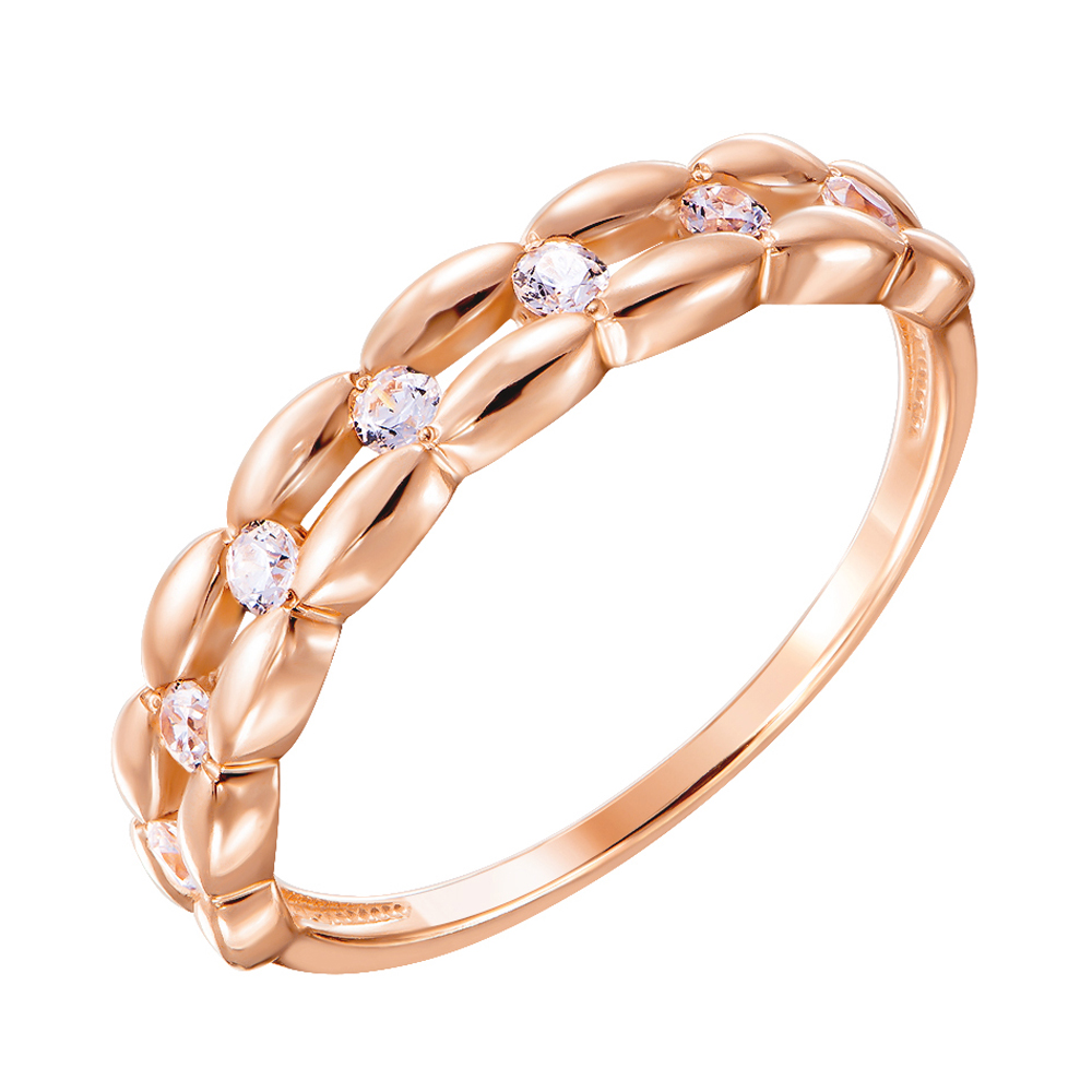 

Золотое кольцо Пелагия в красном цвете с фианитами S Zirconia 000130324 18 размера