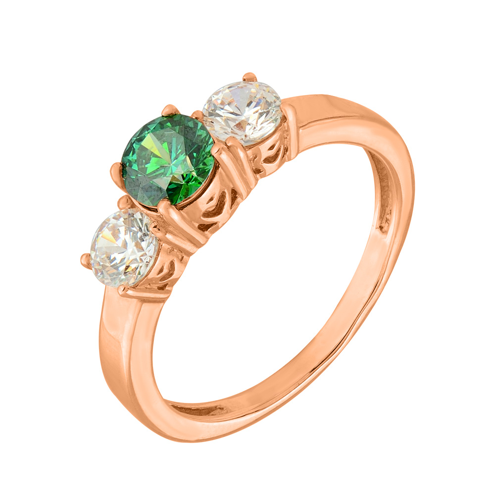 

Кольцо из красного золота с зеленым и белыми фианитами S Zirconia 000130195 16 размера