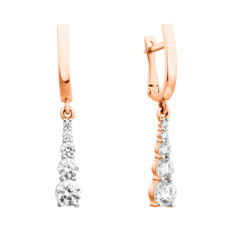 

Золотые серьги-подвески в комбинированном цвете с фианитами S Zirconia 000135668